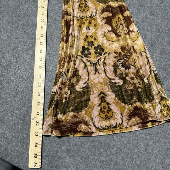 Free People Women's Velvet Flare Bell Bottom Pull On Pant Pattern Size XS Boho - Picture 9 of 10
